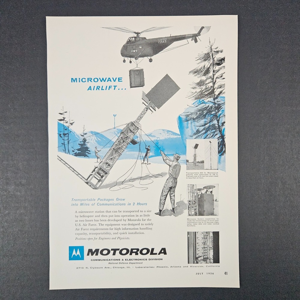 1956 Motorola Communications & Electronics Defense Department Vintage Print Ad